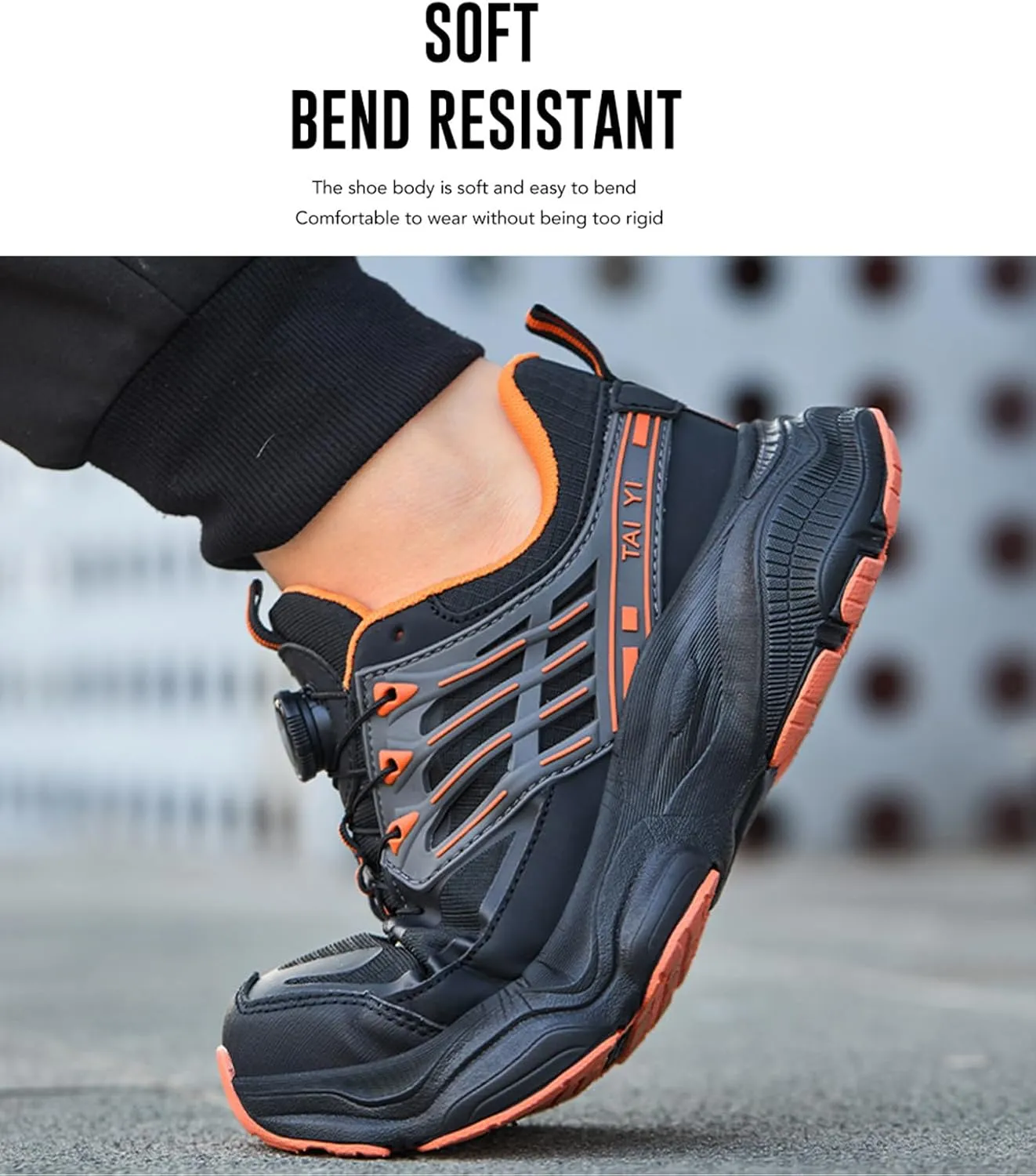 Prestivos Steel Toe Shoes: Men's Work Shoes, Anti-Slip, Puncture-Resistant, Steel Toe, Air Cushion, Black, Gray