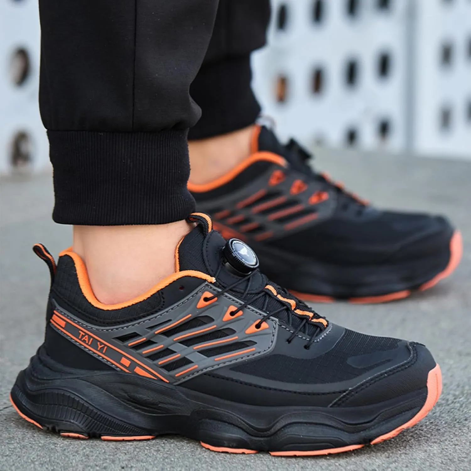 Prestivos Steel Toe Shoes: Men's Work Shoes, Anti-Slip, Puncture-Resistant, Steel Toe, Air Cushion, Black, Gray