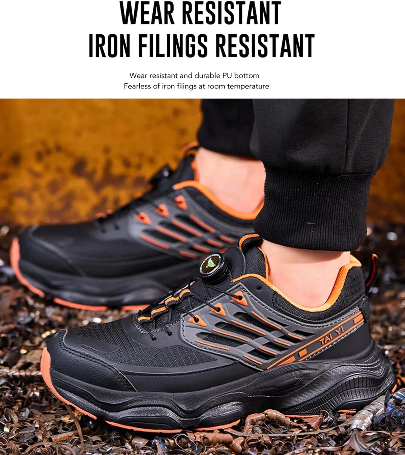 Prestivos Steel Toe Shoes: Men's Work Shoes, Anti-Slip, Puncture-Resistant, Steel Toe, Air Cushion, Black, Gray