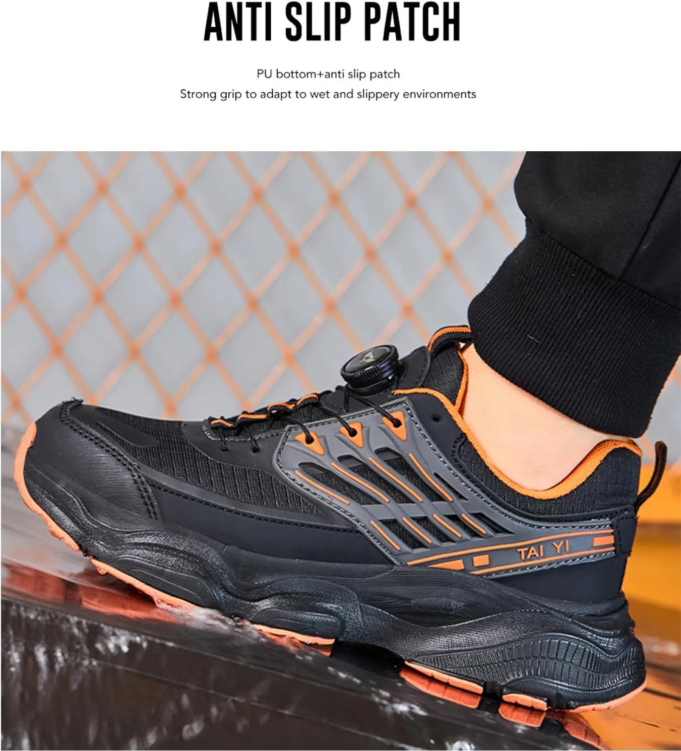 Prestivos Steel Toe Shoes: Men's Work Shoes, Anti-Slip, Puncture-Resistant, Steel Toe, Air Cushion, Black, Gray