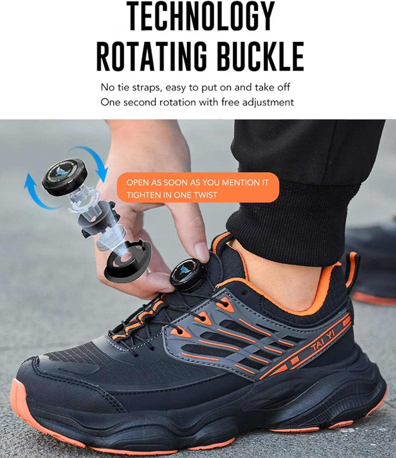 Prestivos Steel Toe Shoes: Men's Work Shoes, Anti-Slip, Puncture-Resistant, Steel Toe, Air Cushion, Black, Gray