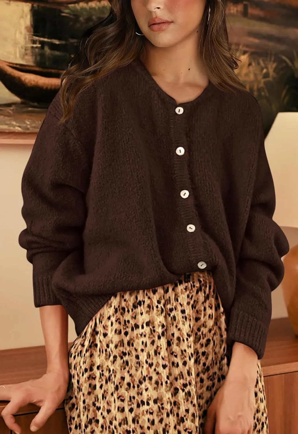 PRETTYGARDEN Long Sleeve Crewneck Button Down Womens Sweaters Spring Open Front Chunky Cardigan Sweaters for Women 2025