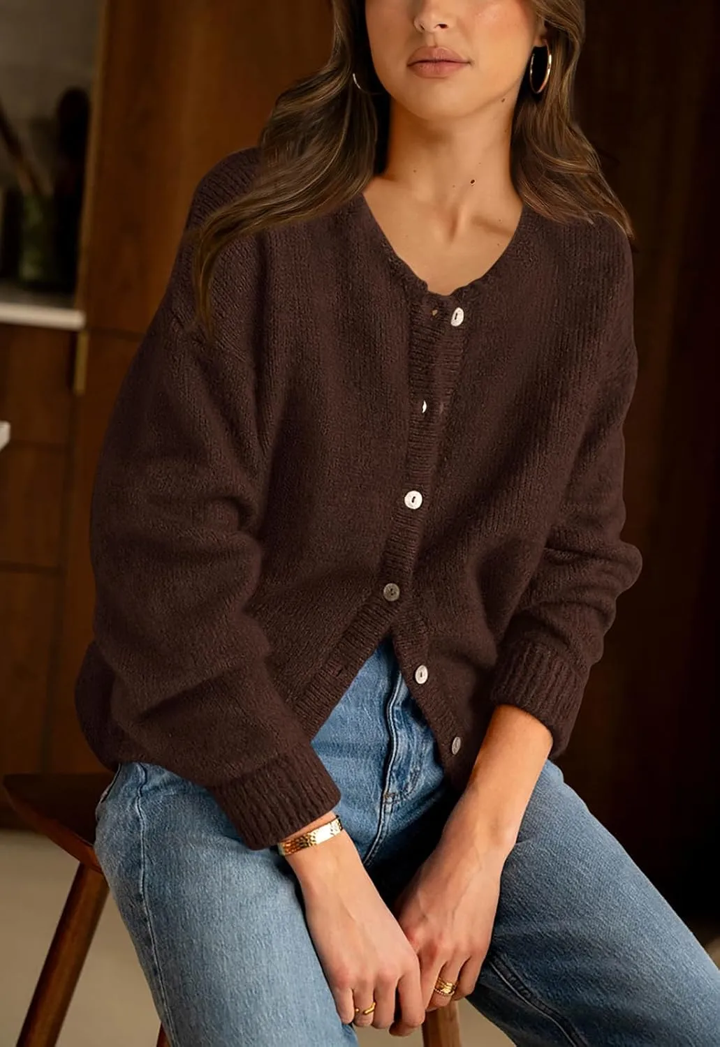 PRETTYGARDEN Long Sleeve Crewneck Button Down Womens Sweaters Spring Open Front Chunky Cardigan Sweaters for Women 2025