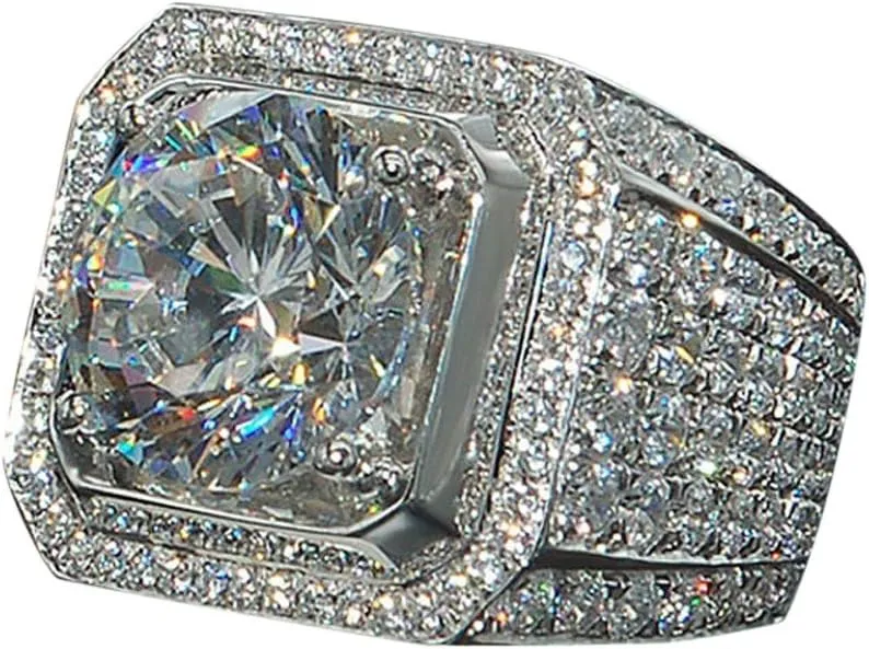 Princess Cut Cubic Zirconia CZ Cocktail Party Promise Ring for Women Bridal Set Silver 925 Engagement Wedding Ring
