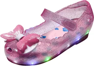 Princess Girls LED Jelly Dress Shoes Toddler Little Kid Chunky Heels Flat Wedding Party School Flower Girl