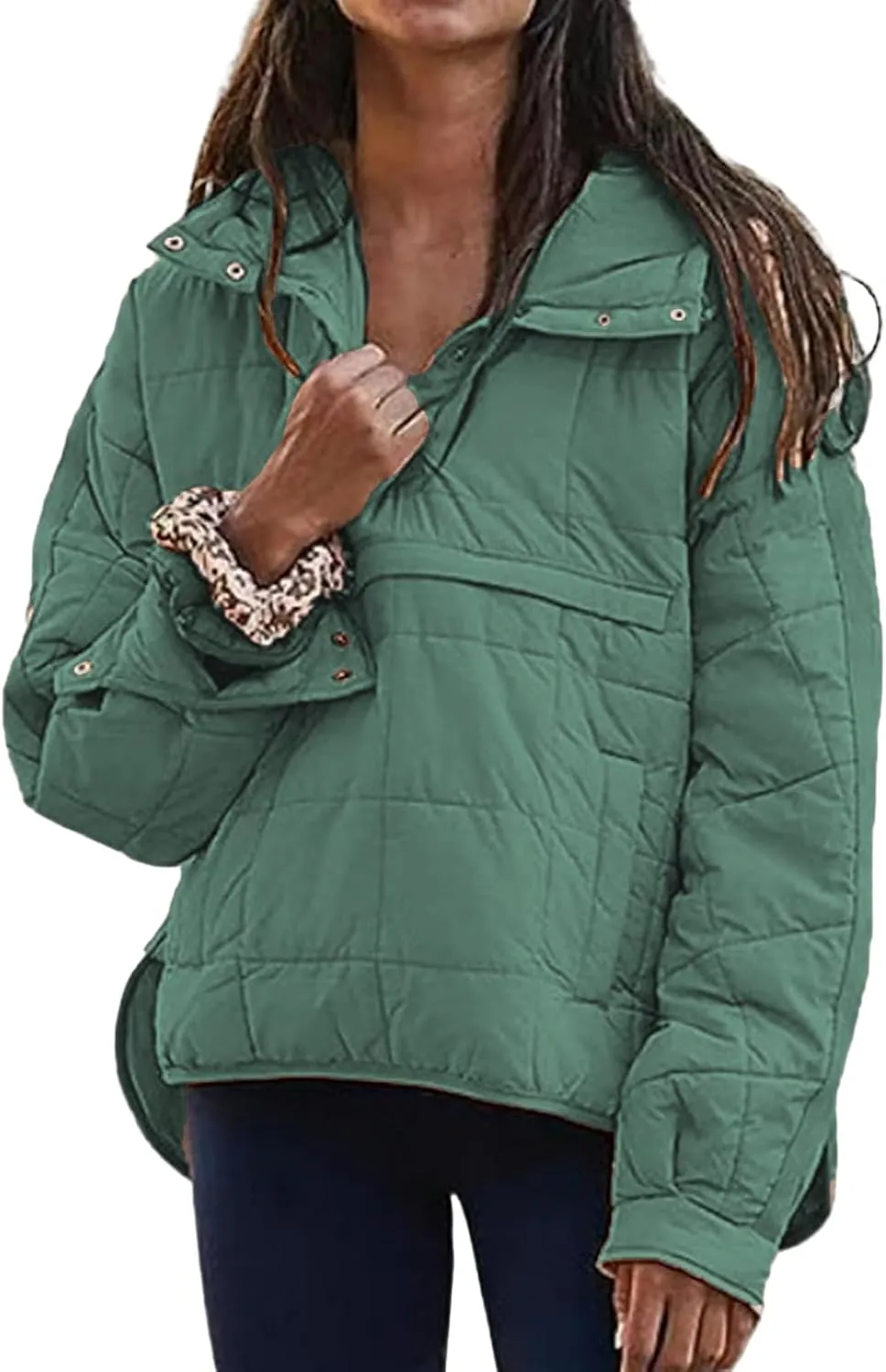Quilted Jackets for Women Lightweight Puffer Jacket Oversized Puffer Pullover Dolman Hoodies Jacket Long Sleeve Coat