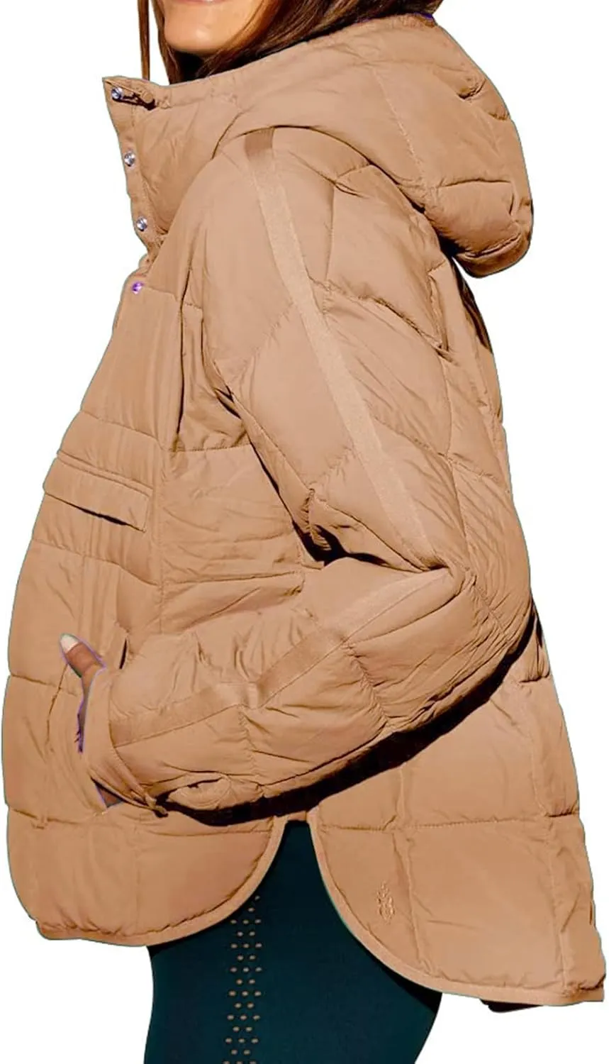 Quilted Jackets for Women Lightweight Puffer Jacket Oversized Puffer Pullover Dolman Hoodies Jacket Long Sleeve Coat