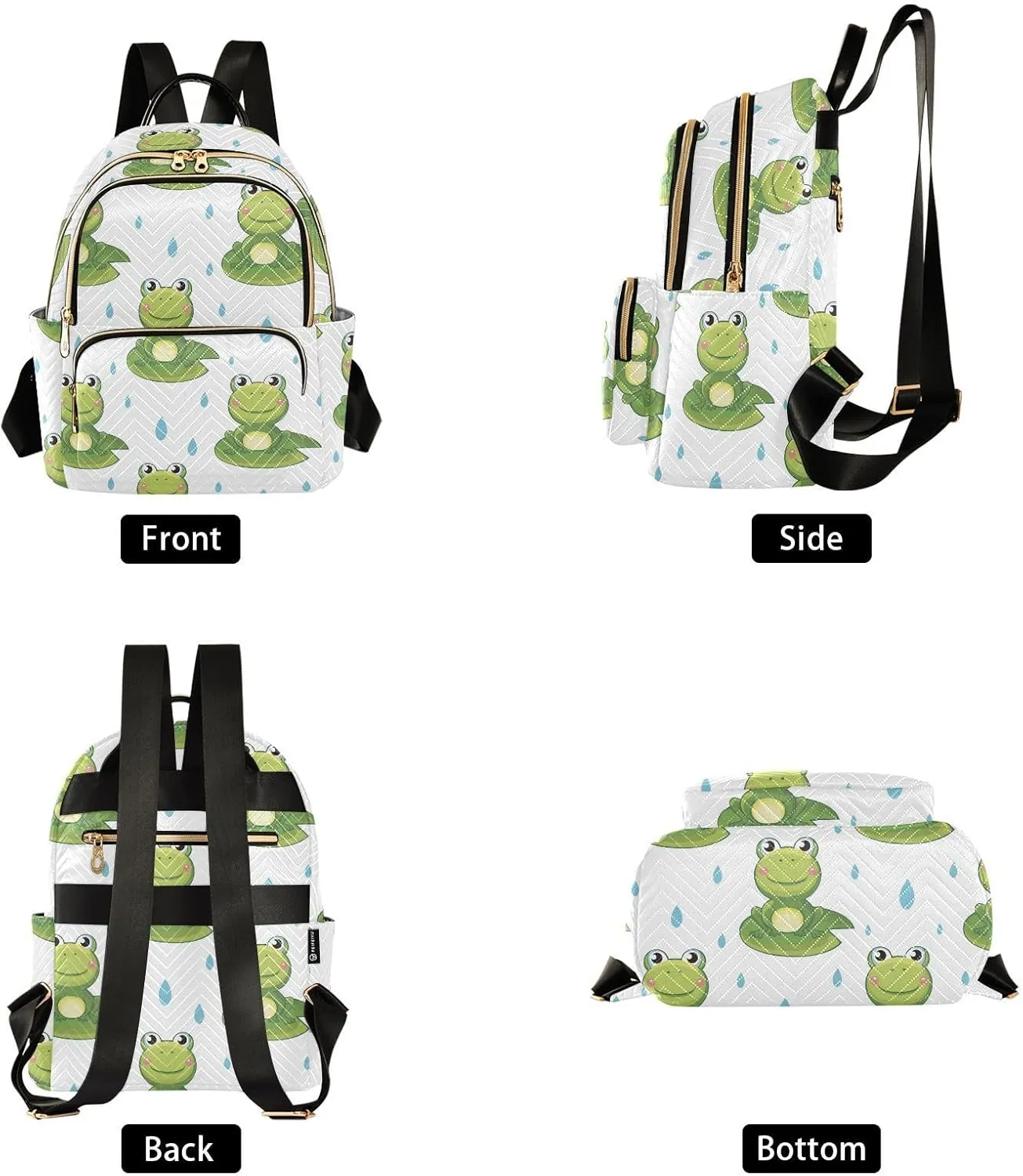 Rain Frogs Small Backpack Purse for Women Travel Diaper Bag Daypack Backpacks for Shopping Vacation