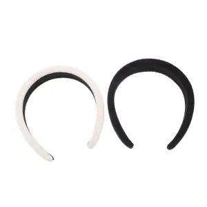Retro Headband Set 2pcs Silk Velvet Wide Stretchy Headbands for Women Hair Accessory