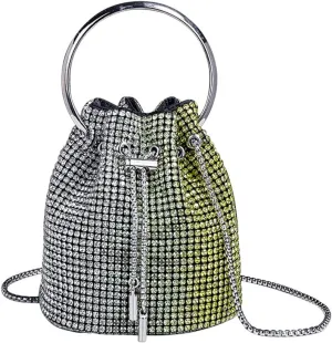 Rhinestone Evening Handbag Drawstring Shoulder Bling Purse Diamond Clutch Purse Party Wedding Prom Shopping Yellow