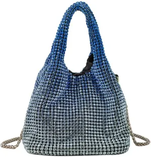 Rhinestone Purse Sparkly Bucket Bag Diamond Purses for Women Evening Prom Rhinestone Handbag Hobo Bag Wedding Gradient Blue