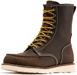 ROCKROOSTER Mantua Work Boots for Men, 8 inch Soft Toe, Slip-Resistant Wedge Outsole Moc Toe Electrical Boots