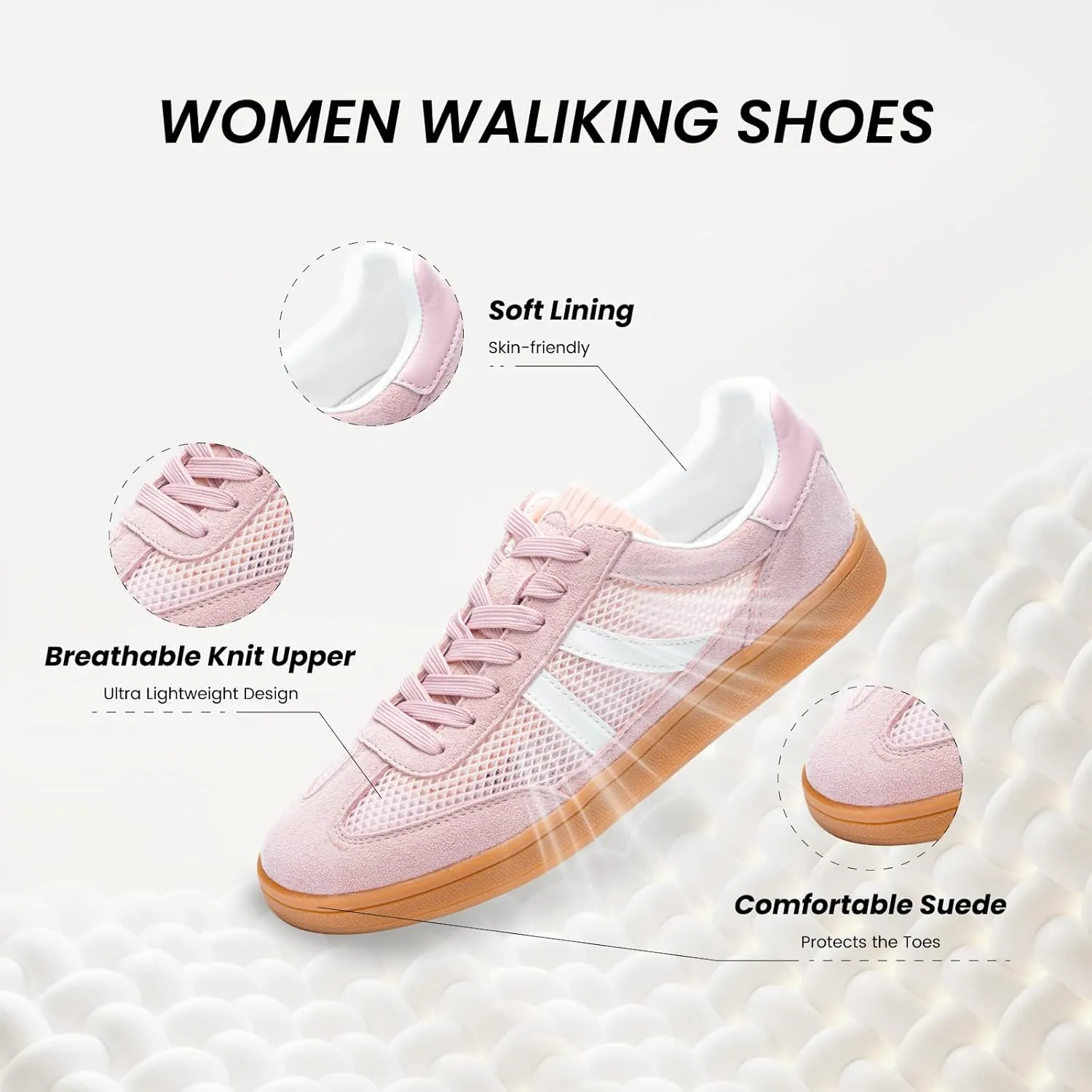 Rosella Carlie Womens Sneakers - Women's Fashion Sneakers with Removable Insole - Stylish and Lightweight Spring Shoes for Women Casual Non-Slip Lace-Up Walking Footwear
