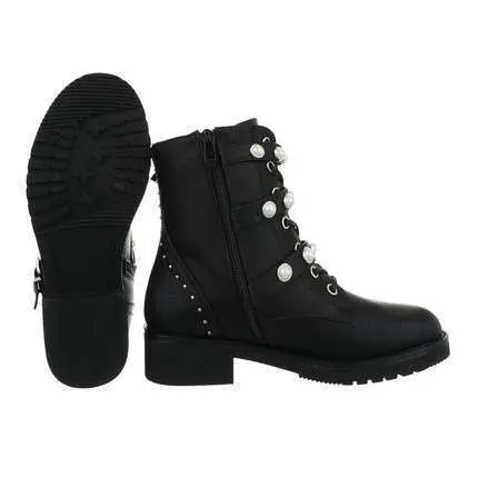 Rosie Black Faux Leather Biker Boot