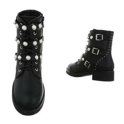 Rosie Black Faux Leather Biker Boot
