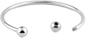 RUBYCA 10pcs White Silver Plated Bangle Bracelet Screw End Ball Cuff Charm Beads DIY Jewelry