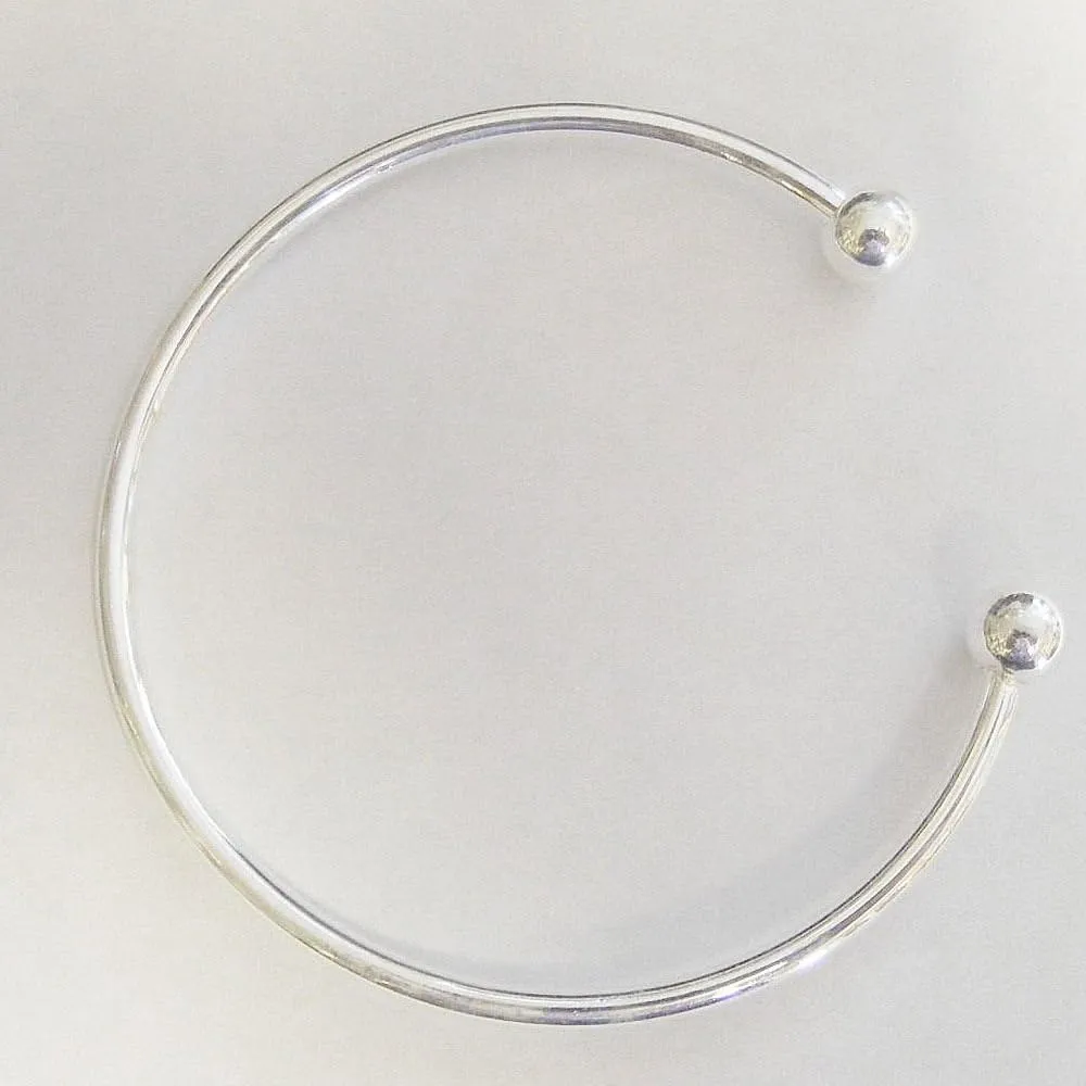 RUBYCA 10pcs White Silver Plated Bangle Bracelet Screw End Ball Cuff Charm Beads DIY Jewelry