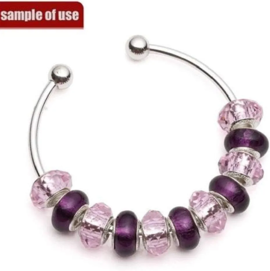 RUBYCA 10pcs White Silver Plated Bangle Bracelet Screw End Ball Cuff Charm Beads DIY Jewelry