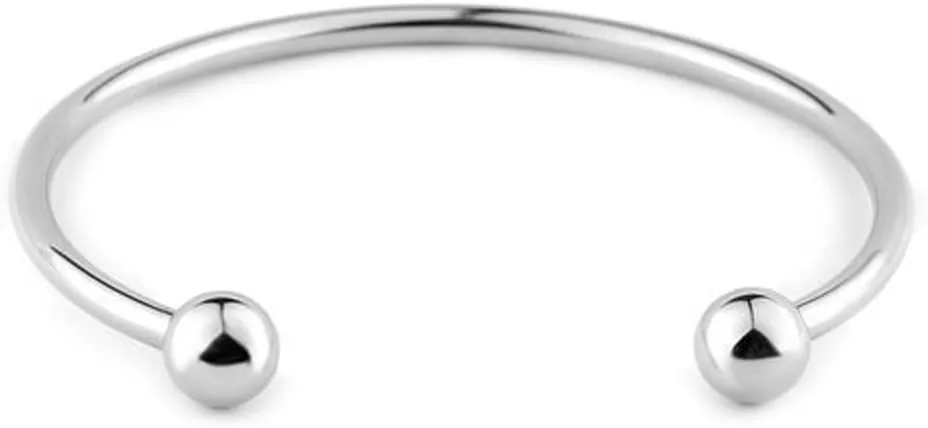 RUBYCA 10pcs White Silver Plated Bangle Bracelet Screw End Ball Cuff Charm Beads DIY Jewelry