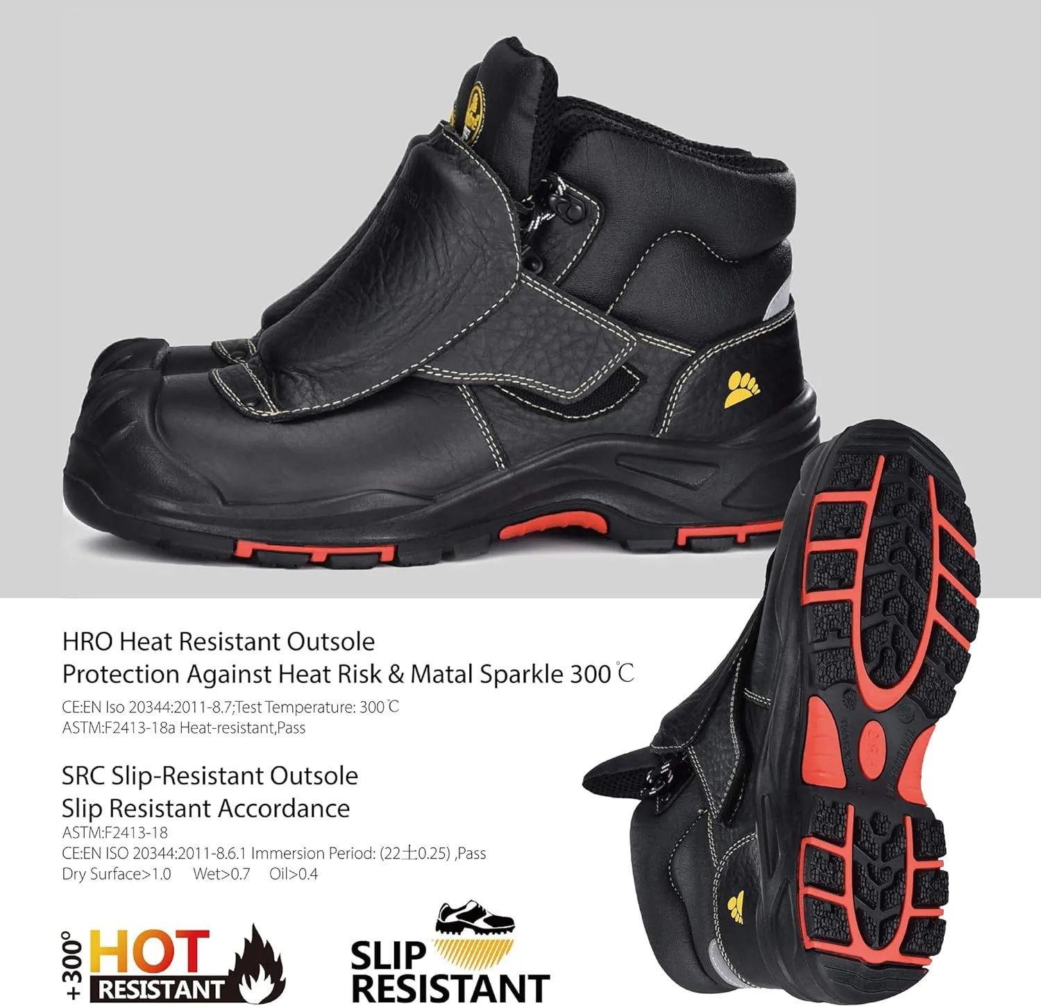 SAFETOE Welding Boots for Men Composite Toe Safety Boots with Metatarsal Protection Fire Resistant Welding Boot 300 Heat Resistant Welder Working Boots