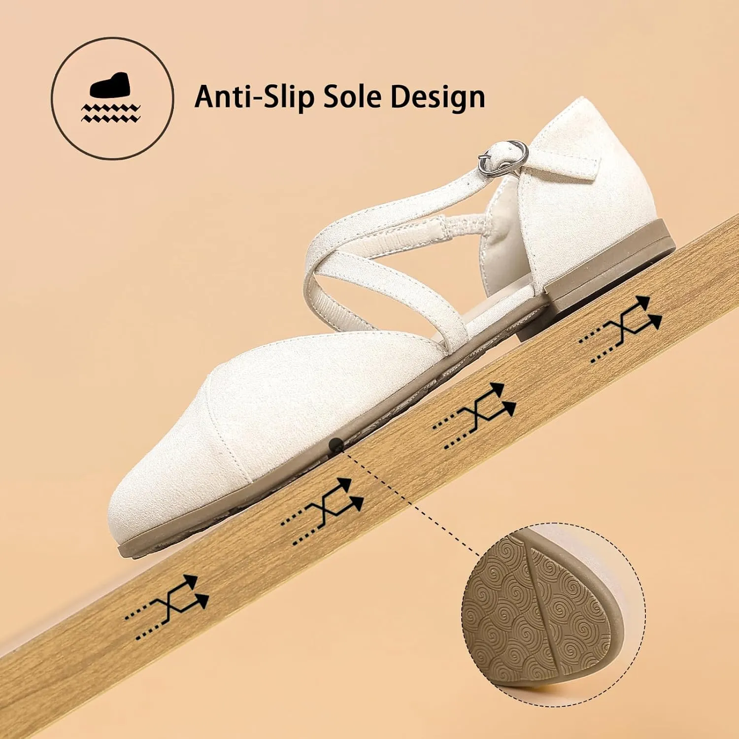 Saidoteto Women's Ankle Strap Flats - Comfortable Round Toe Dress Shoes with Adjustable Buckle, Criss-Cross Design for Work, Wedding, Office & Casual