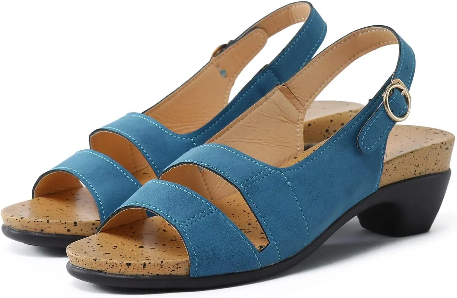 Sandals for Women 2025 Dressy Chunky Block Heel Orthotic Sandals Open Toe Slip-On Shoes Adjustable Ankle Strap Buckle Sandal Summer Wedding Party Shoes