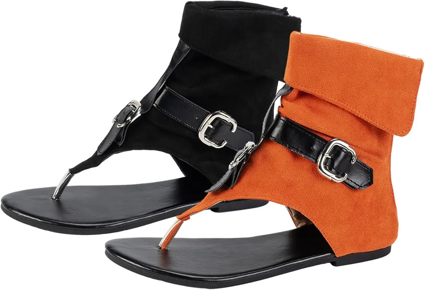 Sandals for Women Back Zipper Roman Sandals Summer Beach Sandals Round Open Toe Fashion Sandal Walking Bohemian Shoes