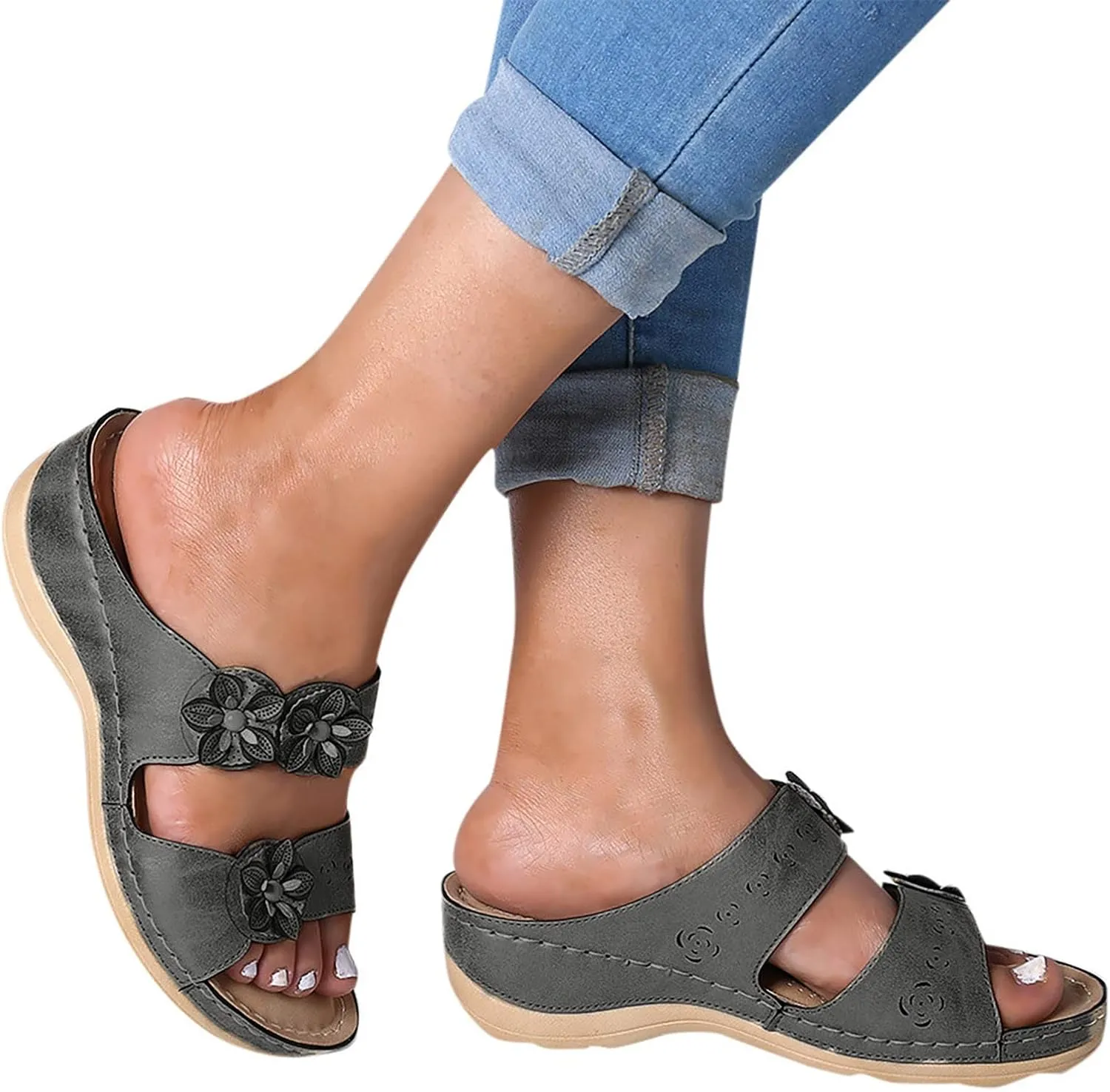 Sandals for Women Dressy Summer, Womens Sandals Orthopedic Open Toe Sandals Retro Anti Slip Comfy Breathable Shoes