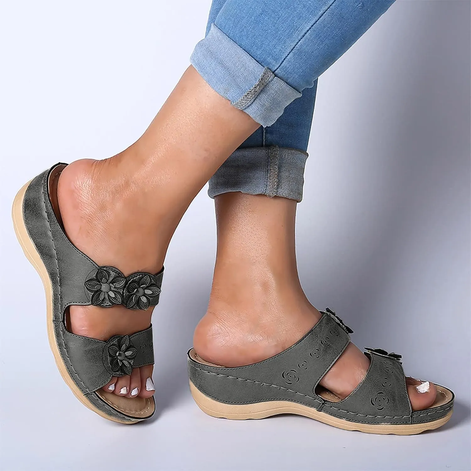 Sandals for Women Dressy Summer, Womens Sandals Orthopedic Open Toe Sandals Retro Anti Slip Comfy Breathable Shoes