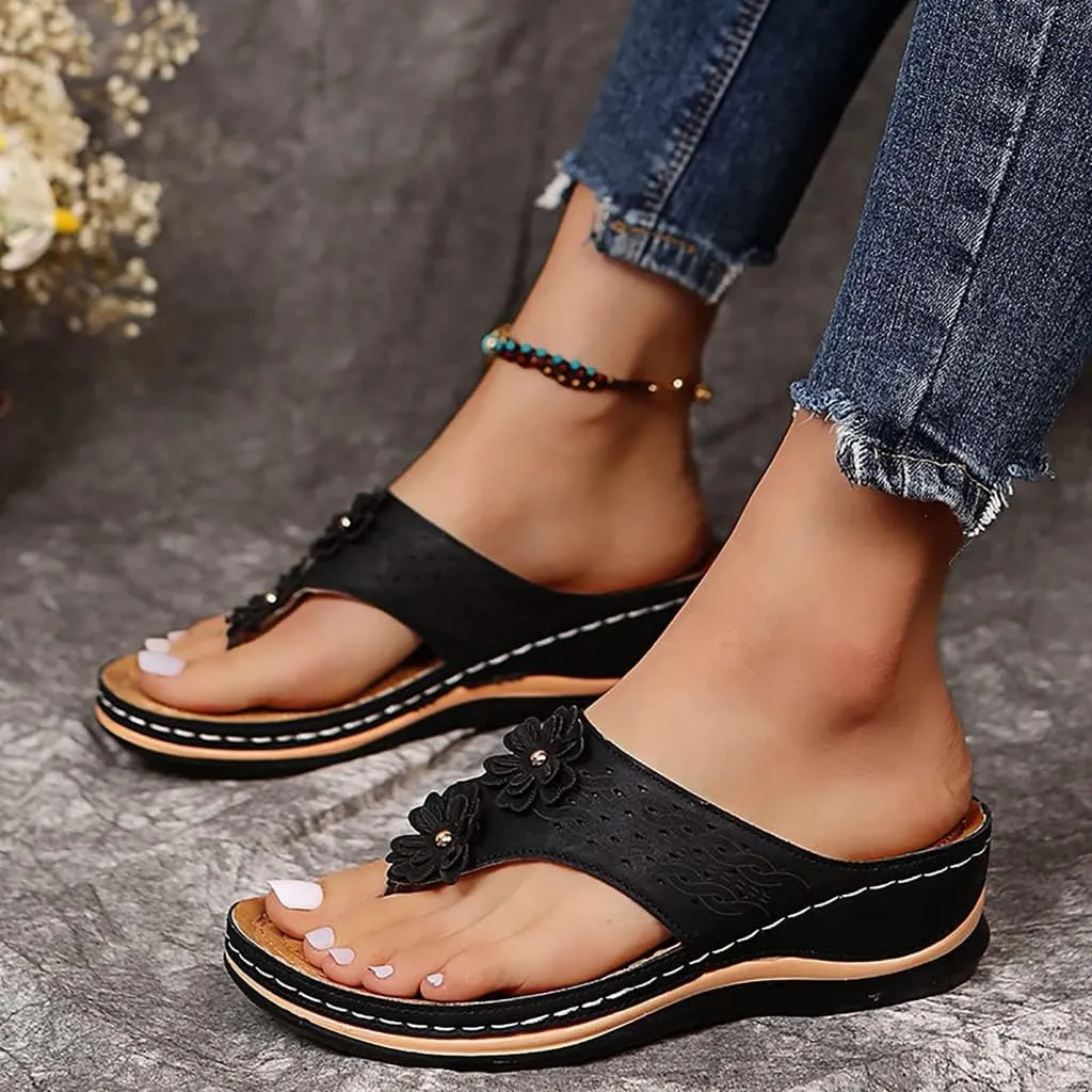 Sandals for Women Premium Walking Slippers with Arch Support Anti-Slip Breathable Sandal Vintage Flip Flop Shoes
