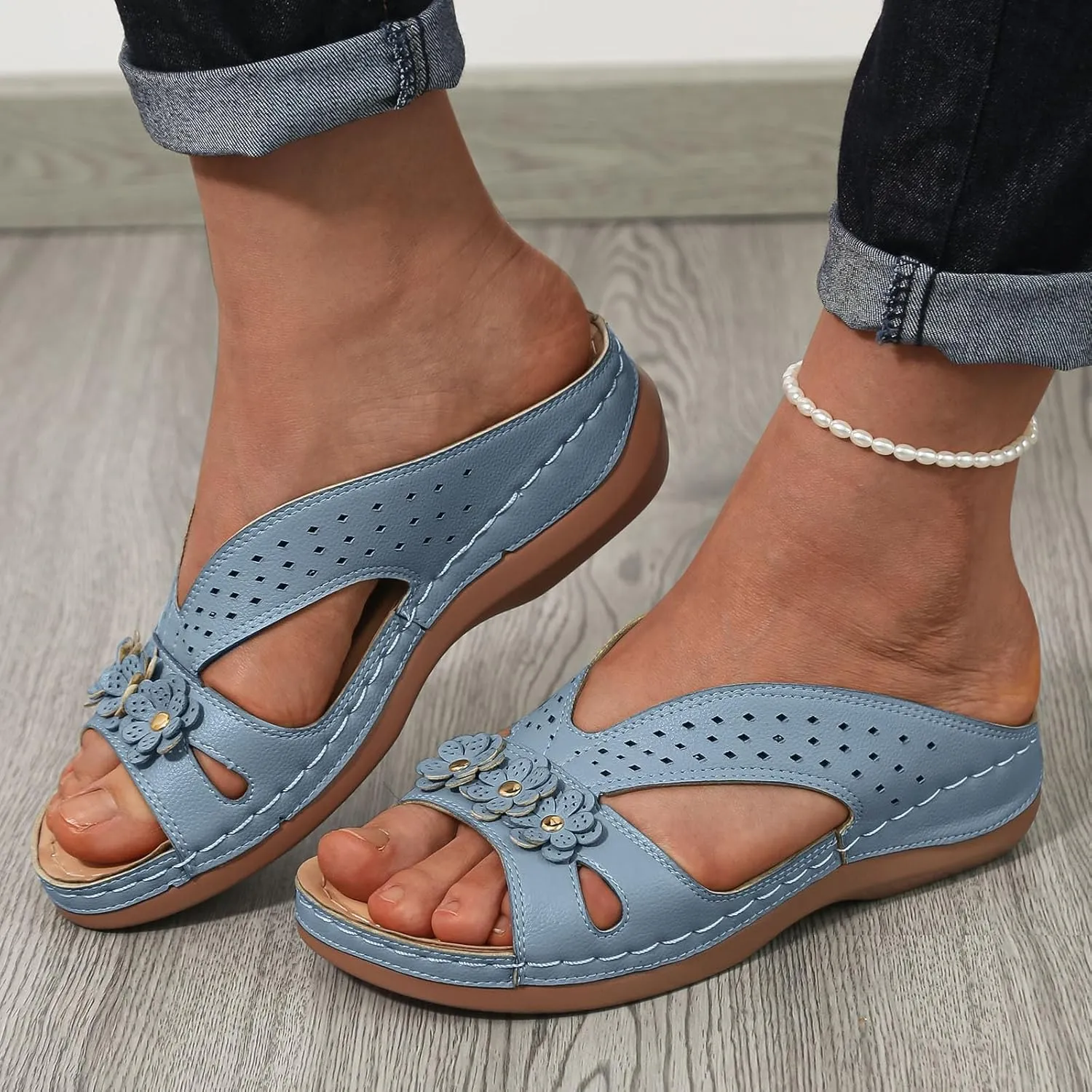 Sandals for Women Wedge Shoes Slip on Dressy Slippers Summer Comfortable Slides Sandals Arch Support Shoes2