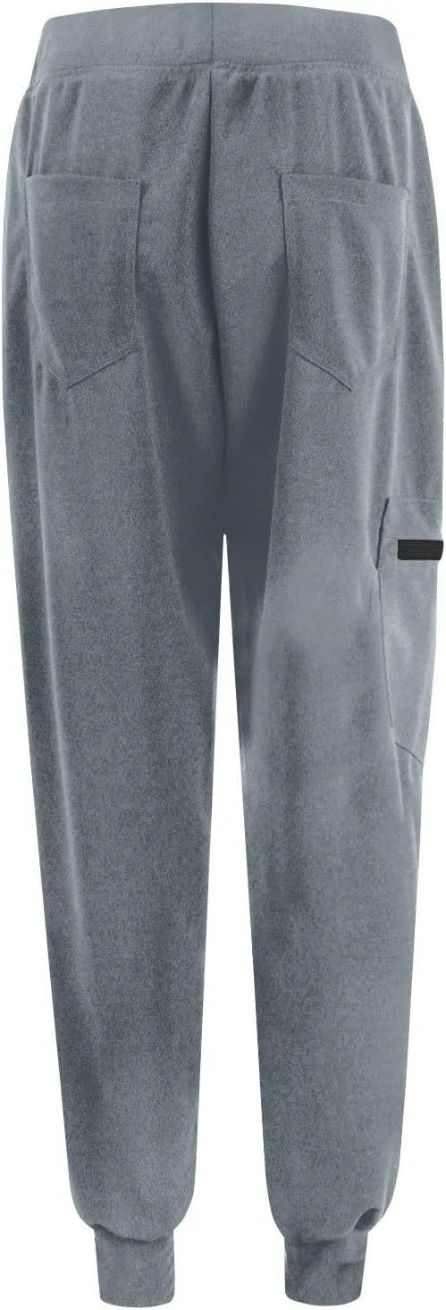 Scrub Pants for Women Jogger Style Stretch Drawstring Waisted Scrub Joggers Comfy Yoga Cargo Pants with Pockets