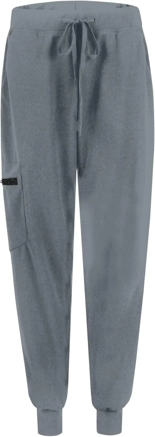 Scrub Pants for Women Jogger Style Stretch Drawstring Waisted Scrub Joggers Comfy Yoga Cargo Pants with Pockets