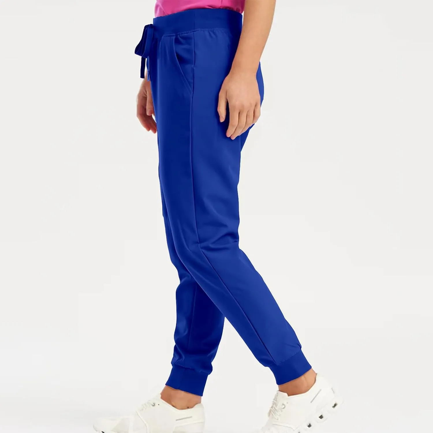 Scrub Pants for Women Jogger Style Stretch Drawstring Waisted Scrub Joggers Comfy Yoga Cargo Pants with Pockets