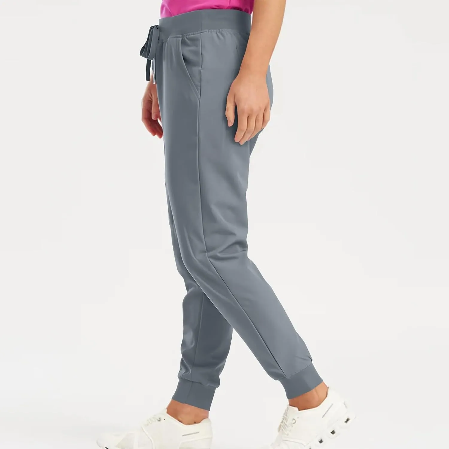 Scrub Pants for Women Jogger Style Stretch Drawstring Waisted Scrub Joggers Comfy Yoga Cargo Pants with Pockets