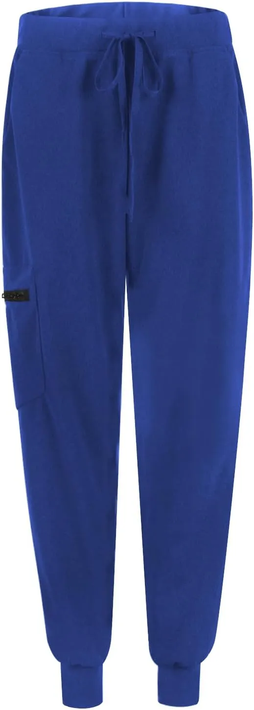 Scrub Pants for Women Jogger Style Stretch Drawstring Waisted Scrub Joggers Comfy Yoga Cargo Pants with Pockets