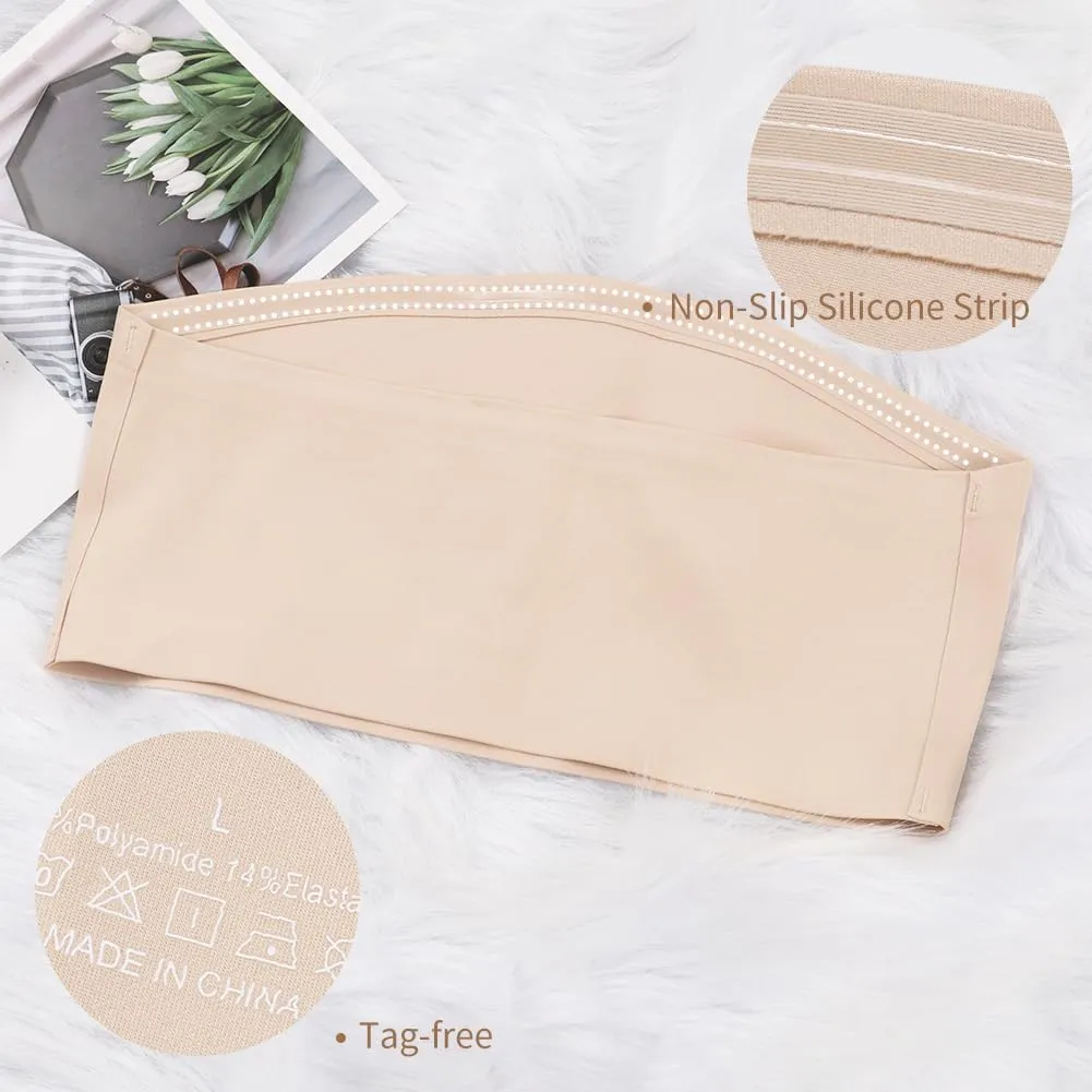 Sexy Code 1701 Women's Strapless Bra Non-Slip Silicone Bandeau with Front Closure, Seamless Tube Top with Nipple Cover