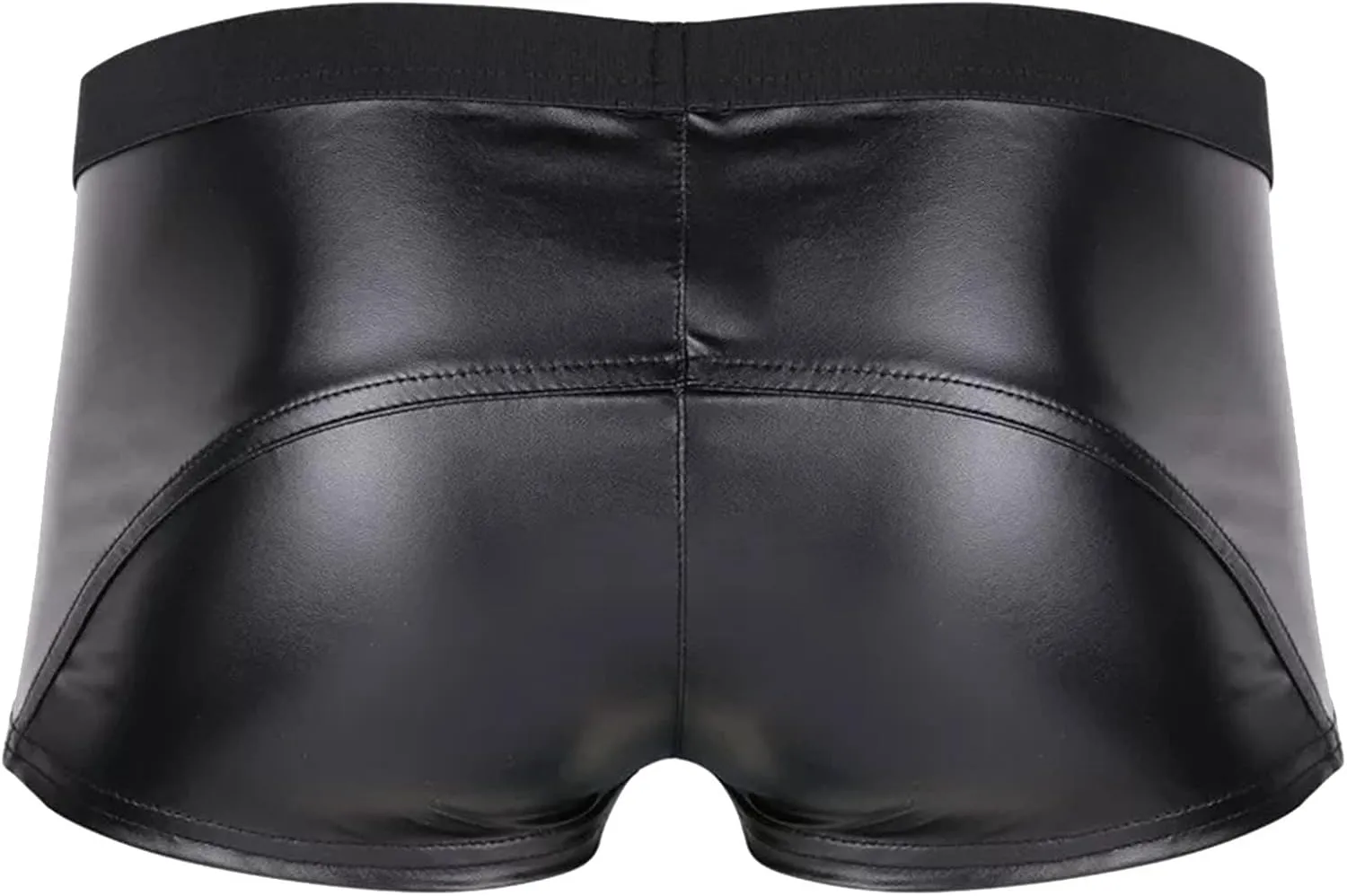 Sexy PVC Leather Panties for MenDouble Zipper Pouch Boxer BriefsLow Rise Tight Boxer Shorts Nightclub Boyshorts