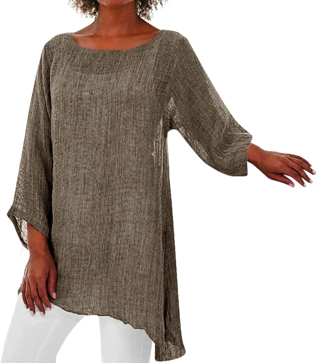 SHAOBGE Summer Blouses for Women 2024 Women Plus Size Long Sleeve Irregular Hem Baggy Blouse Shirt Ladies Summer