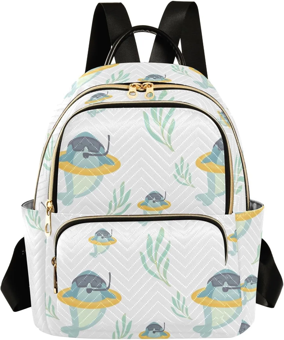 Shark Seaweed Small Backpack Purse for Women Travel Diaper Bag Daypack Backpacks for Vacation Shopping