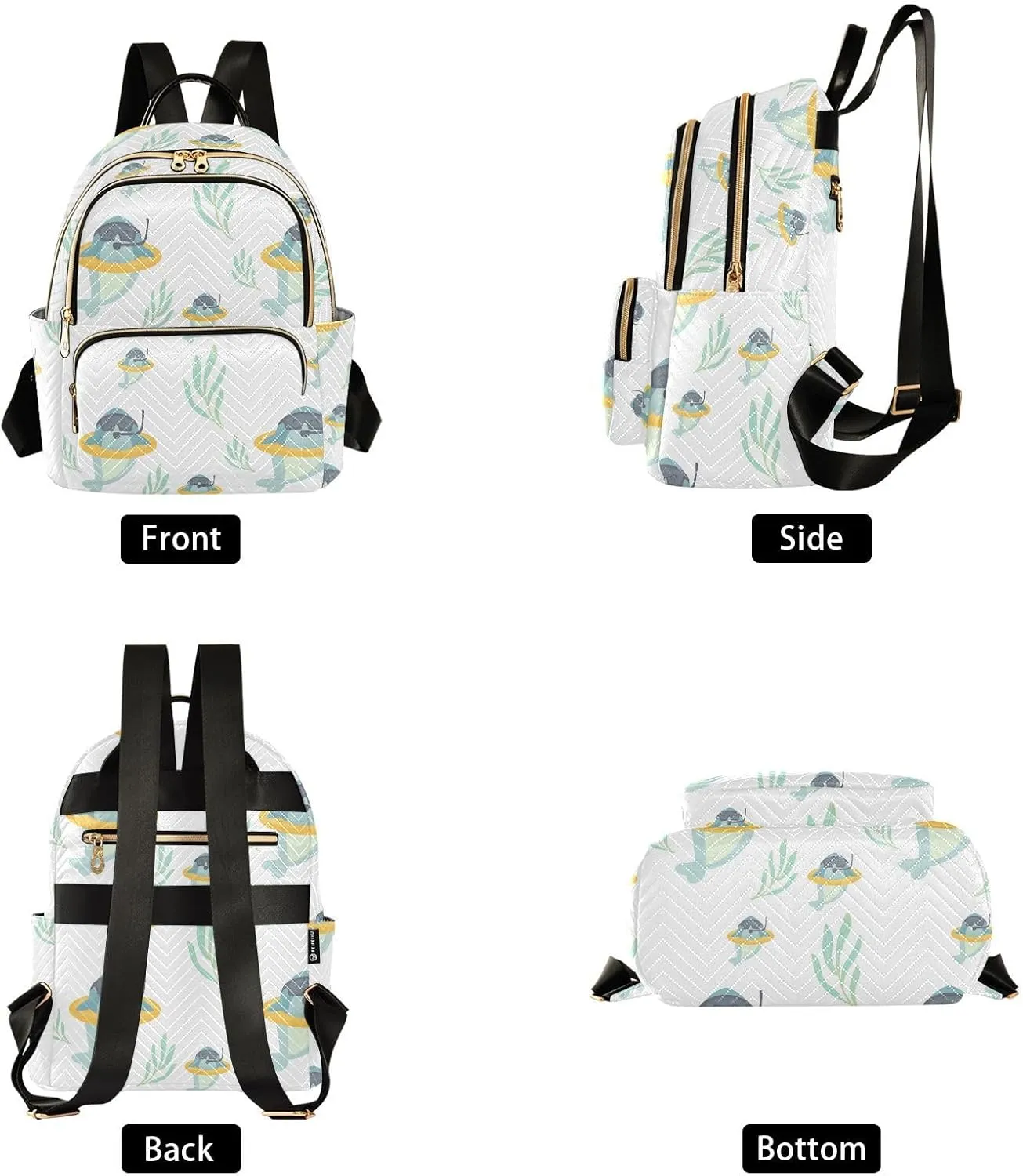 Shark Seaweed Small Backpack Purse for Women Travel Diaper Bag Daypack Backpacks for Vacation Shopping