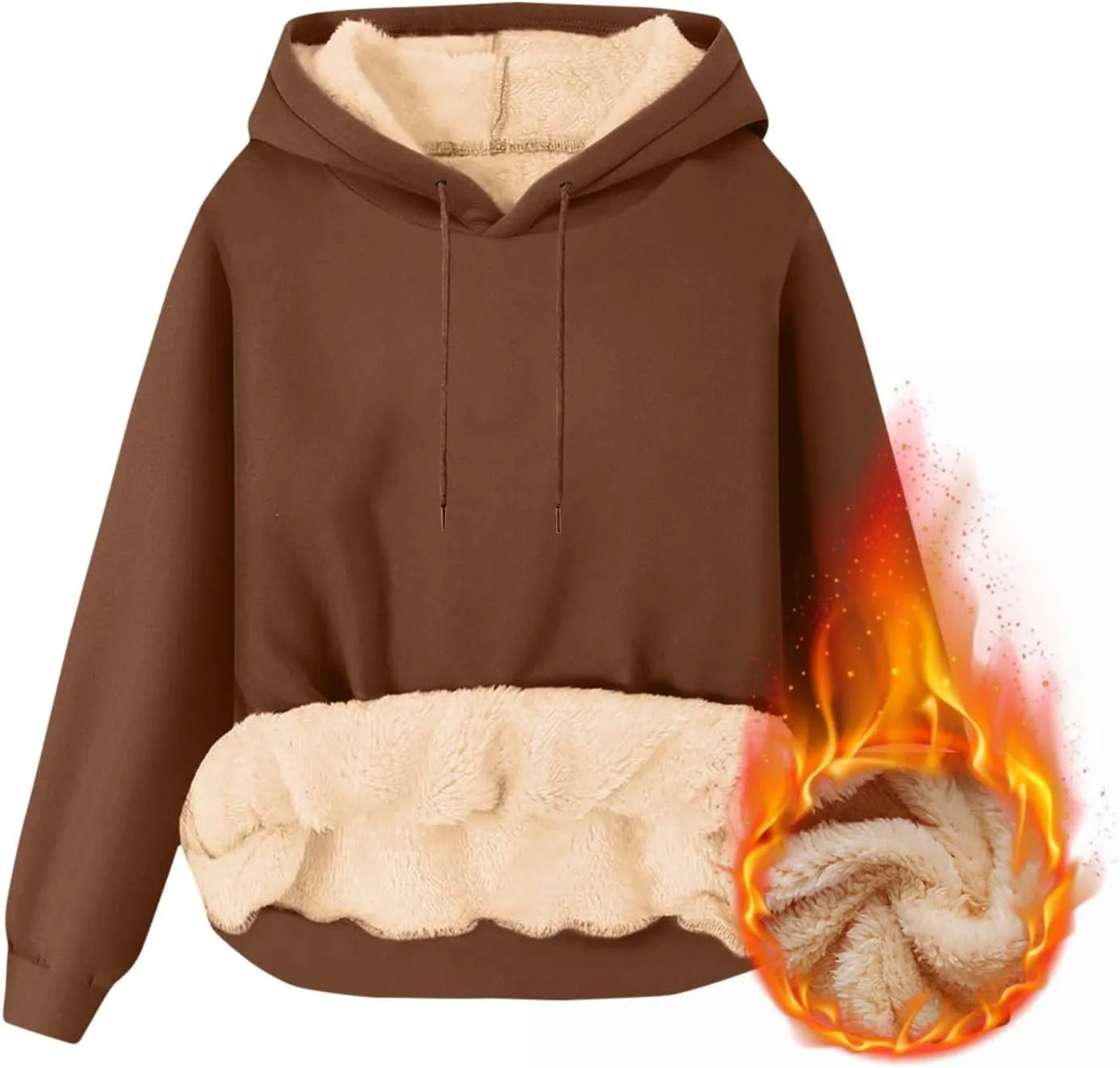 Sherpa Hoodies for Men Heavyweight Fleece Lined Sweatshirts Thicken Warm Winter Pullover Casual Hooded Thermal Coats