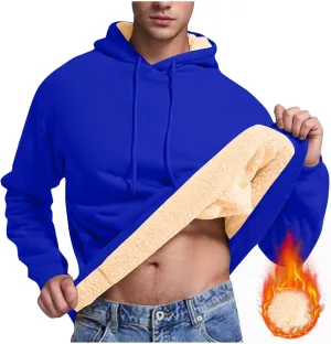 Sherpa Hoodies for Men Heavyweight Fleece Lined Sweatshirts Thicken Warm Winter Pullover Casual Hooded Thermal Coats