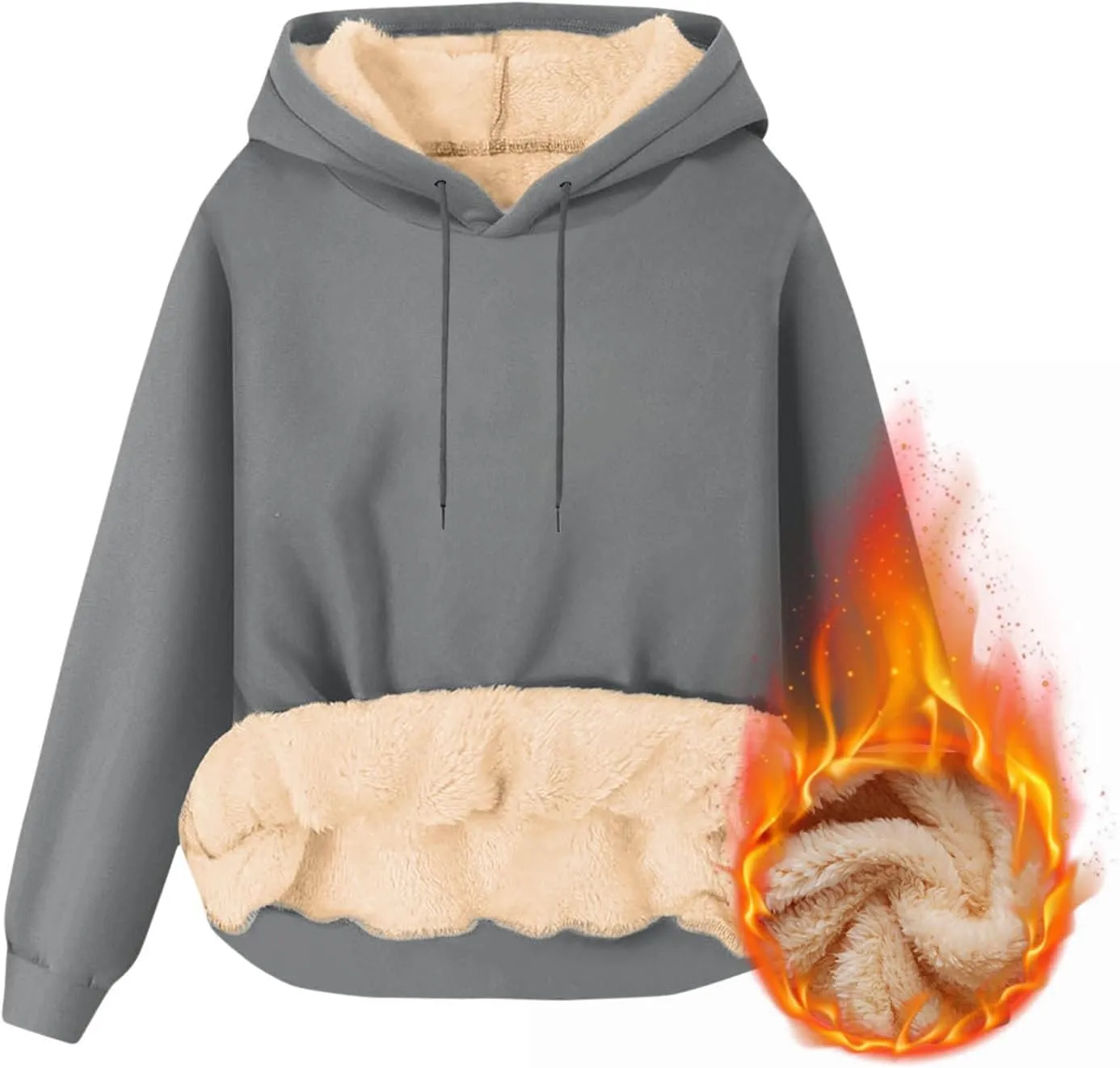 Sherpa Hoodies for Men Heavyweight Fleece Lined Sweatshirts Thicken Warm Winter Pullover Casual Hooded Thermal Coats