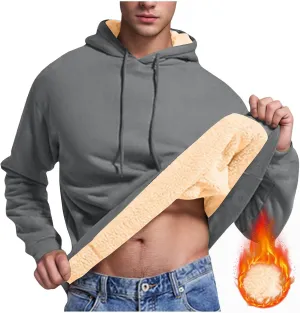 Sherpa Hoodies for Men Heavyweight Fleece Lined Sweatshirts Thicken Warm Winter Pullover Casual Hooded Thermal Coats