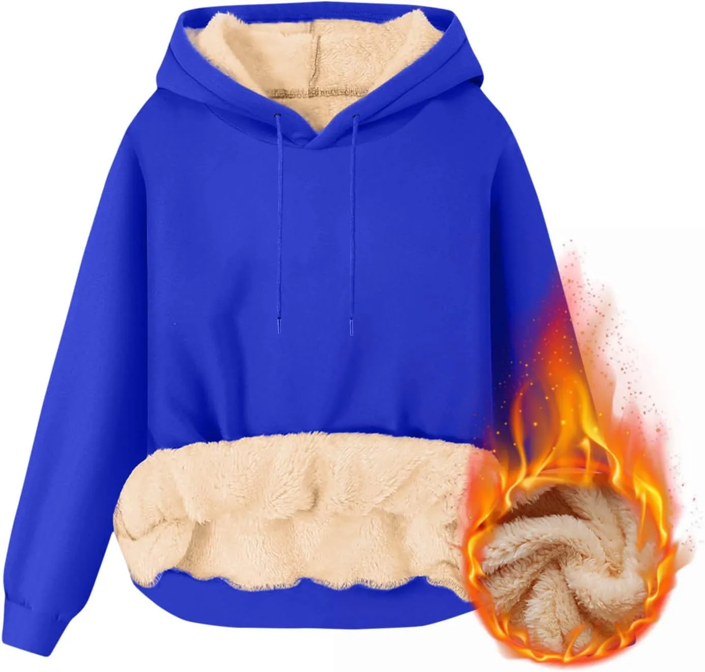 Sherpa Hoodies for Men Heavyweight Fleece Lined Sweatshirts Thicken Warm Winter Pullover Casual Hooded Thermal Coats