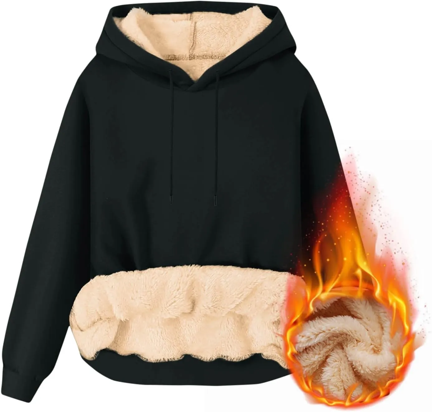 Sherpa Hoodies for Men Heavyweight Fleece Lined Sweatshirts Thicken Warm Winter Pullover Casual Hooded Thermal Coats