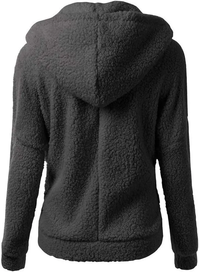 Sherpa Jacket for Women Zip Up Hoodies Fleece Sweater Fall Winter Long Sleeve Pockets Coat Outwear Oversized Jackets