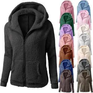 Sherpa Jacket for Women Zip Up Hoodies Fleece Sweater Fall Winter Long Sleeve Pockets Coat Outwear Oversized Jackets