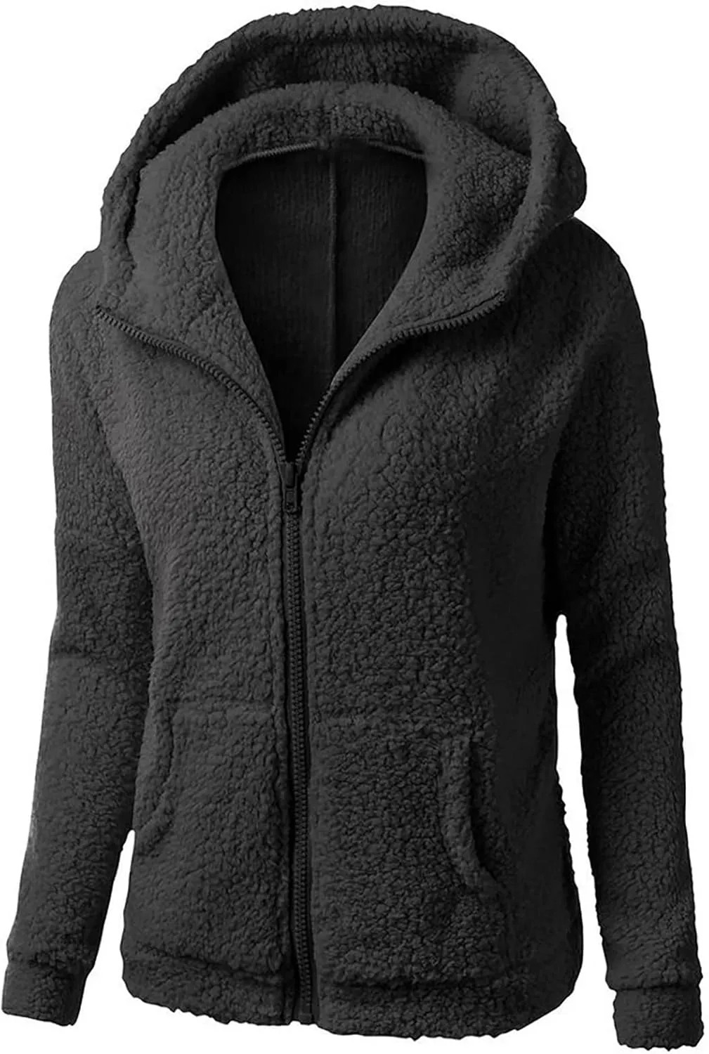 Sherpa Jacket for Women Zip Up Hoodies Fleece Sweater Fall Winter Long Sleeve Pockets Coat Outwear Oversized Jackets